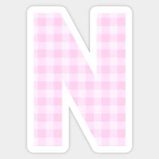 Pink Letter N in Plaid Pattern Background. Sticker